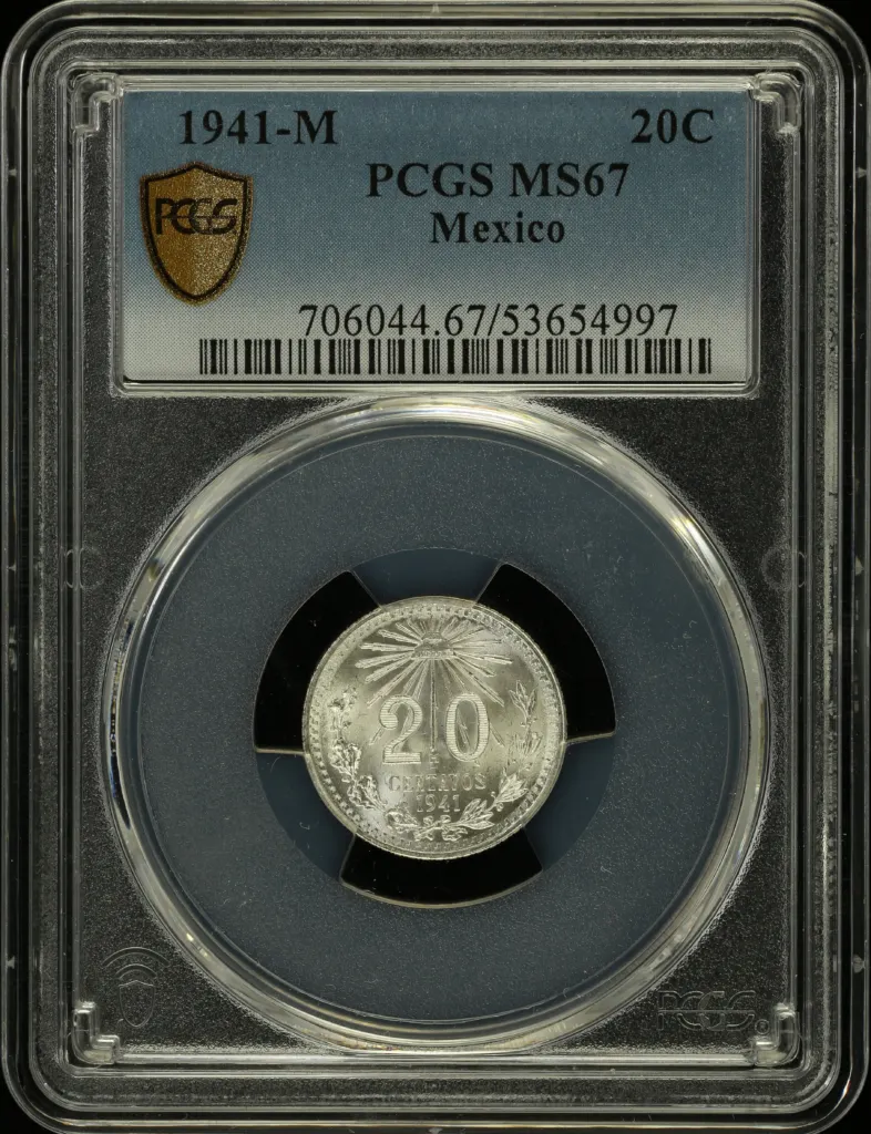 Modern Silver & Minors 20 Centavo 1941 M PCGS MS67 0153363