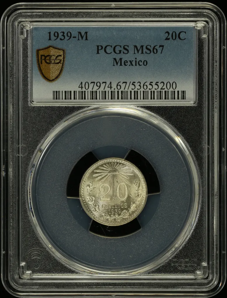 Modern Silver & Minors 20 Centavo 1939 M PCGS MS67 0153433