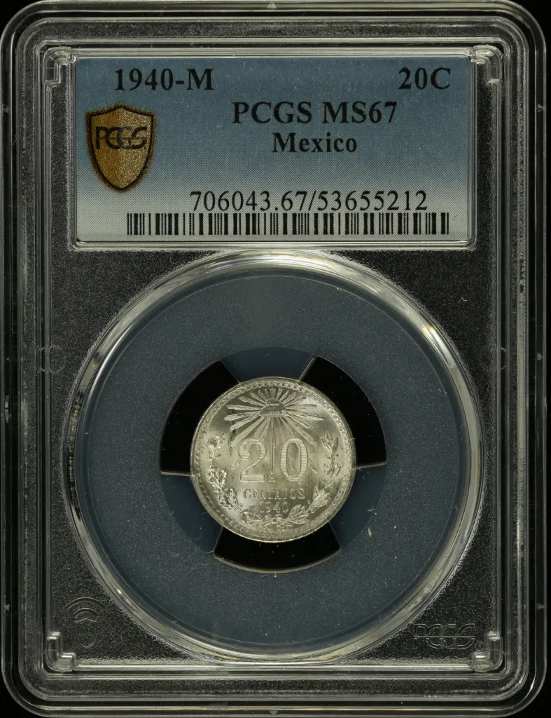 Modern Silver & Minors 20 Centavo 1940 M PCGS MS67 0153472