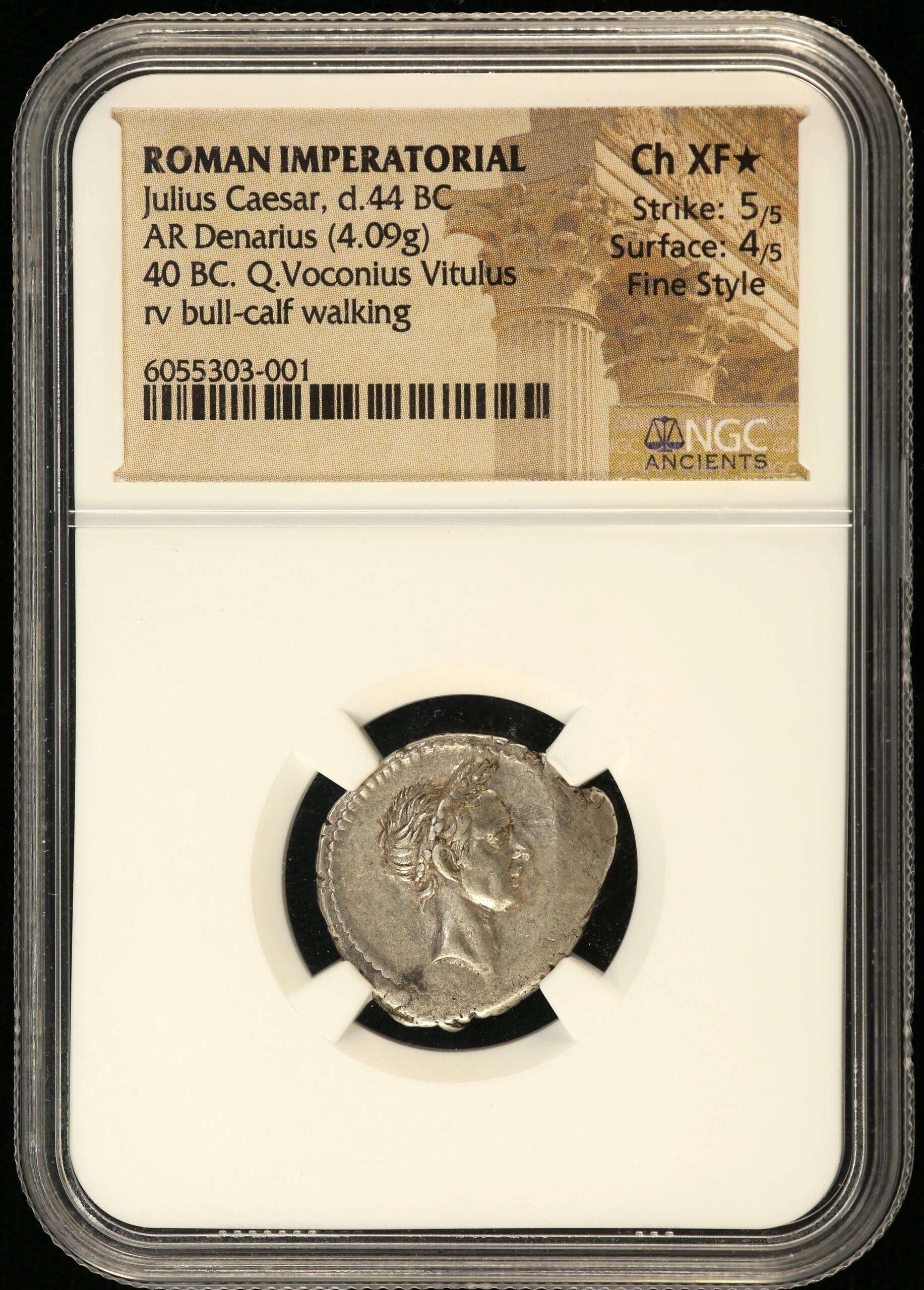 Roman Imperatorial Julius Caesar d.44 BC AR Denarius NGC Ch XF* 0153260