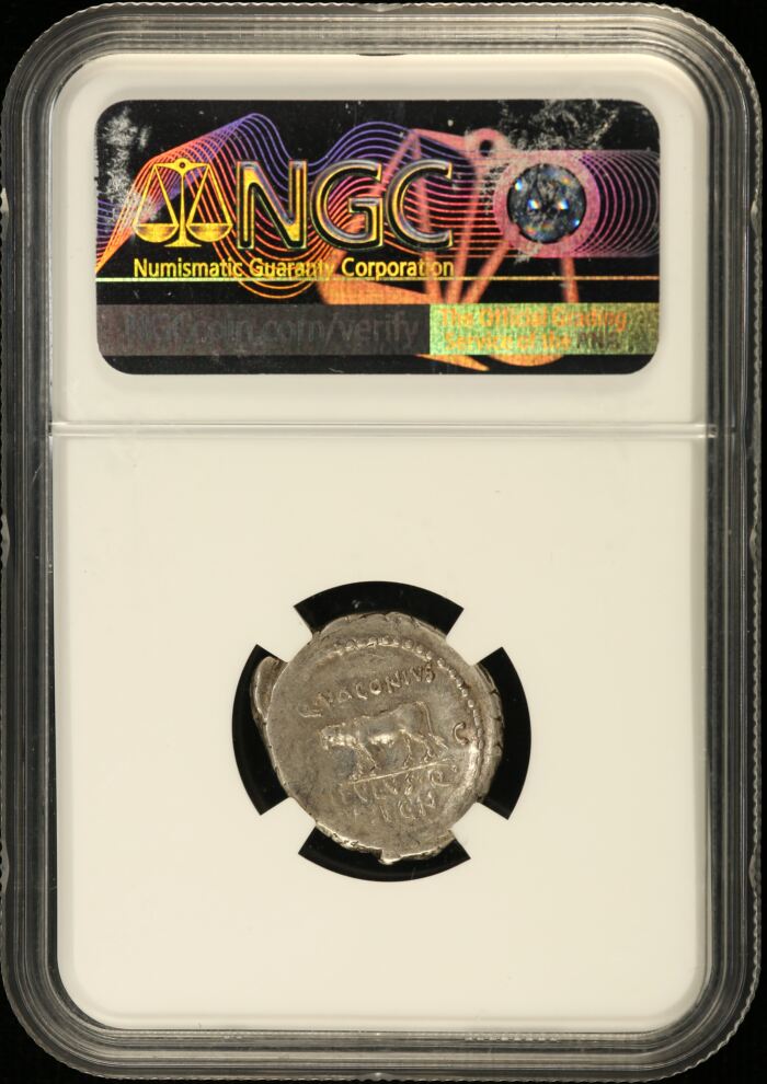 Roman Imperatorial Julius Caesar d.44 BC AR Denarius NGC Ch XF* 0153260Roman Imperatorial Julius Caesar d.44 BC AR Denarius NGC Ch XF* 0153260 - Image 2