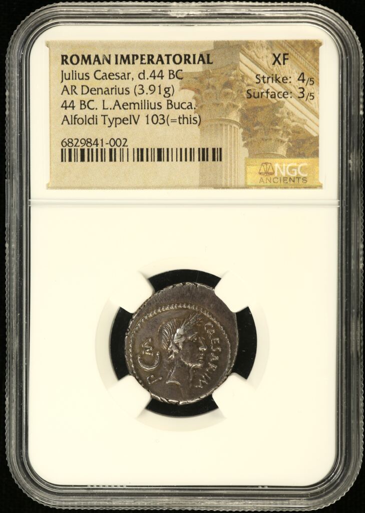 Roman Imperatorial Julius Caesar d.44 BC AR Denarius NGC XF 0153261
