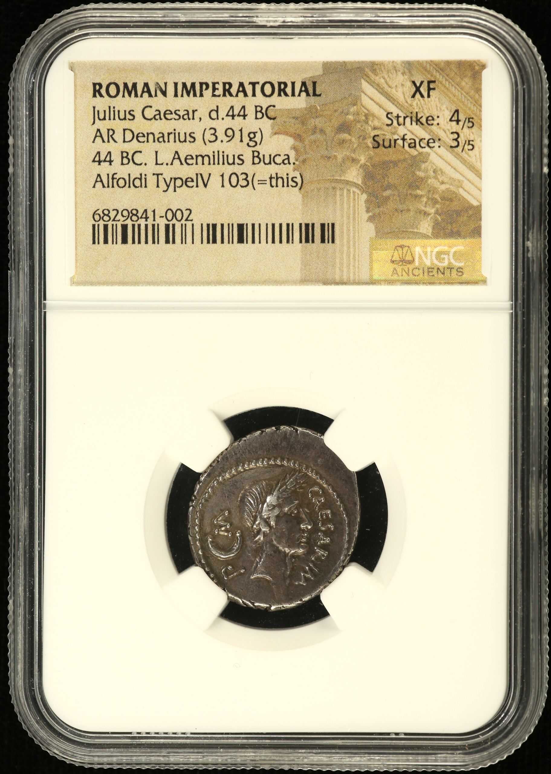 Roman Imperatorial Julius Caesar d.44 BC AR Denarius NGC XF 0153261