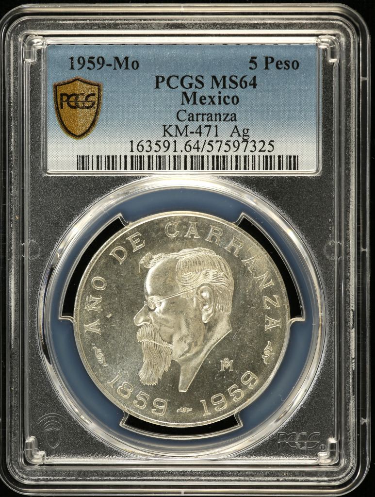 Modern Silver & Minors 5 Peso 1959 Mo KM-471 PCGS MS64 0152814
