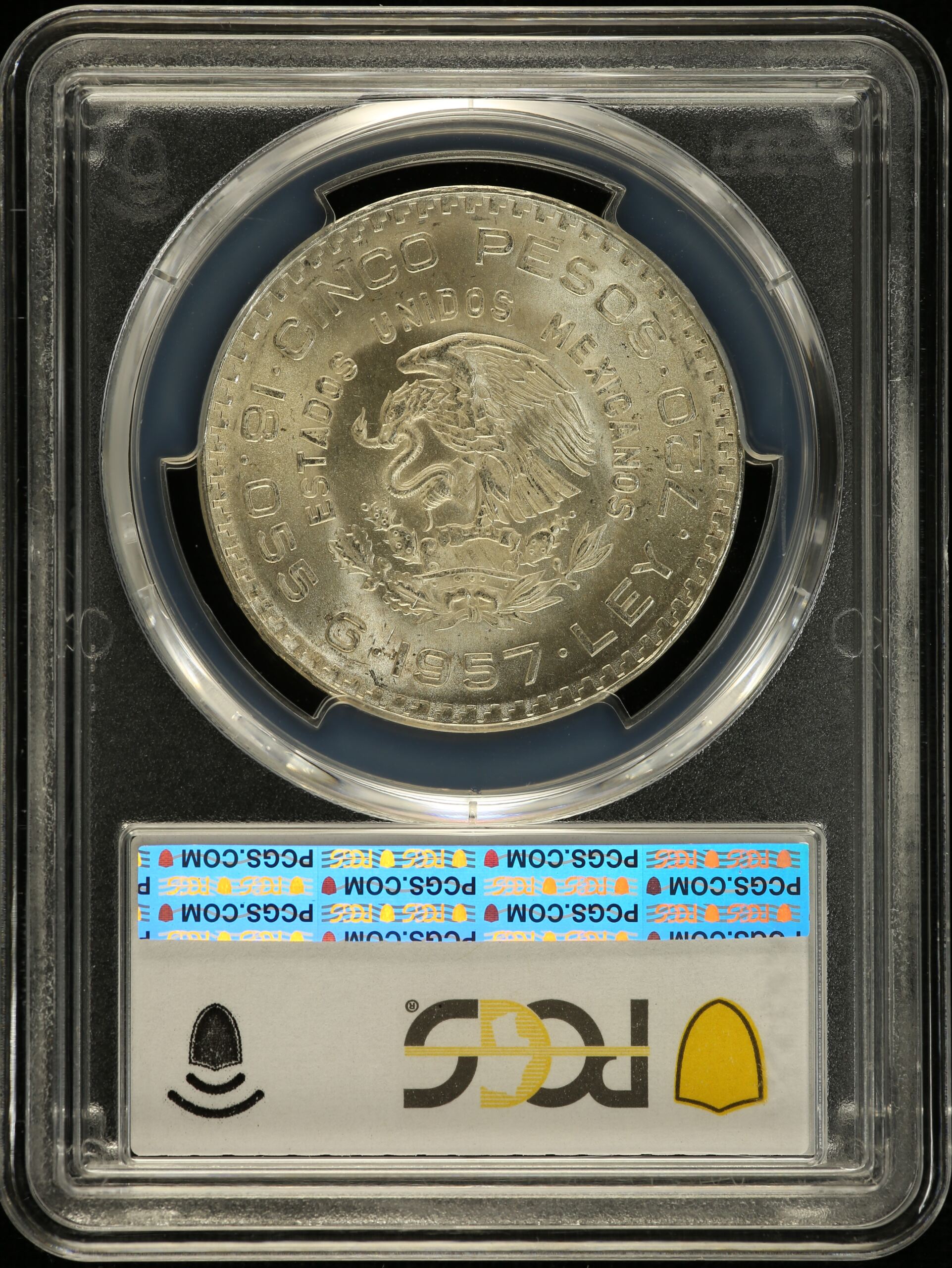 5 Peso Mexican Coins Modern Silver & Minors Modern Silver & Minors 5 Peso 1957 Mo PCGS MS63 0152831 Modern Silver & Minors 5 Peso 1957 Mo PCGS MS63 0152831Modern Silver & Minors 5 Peso 1957 Mo PCGS MS63 0152831 - Image 2