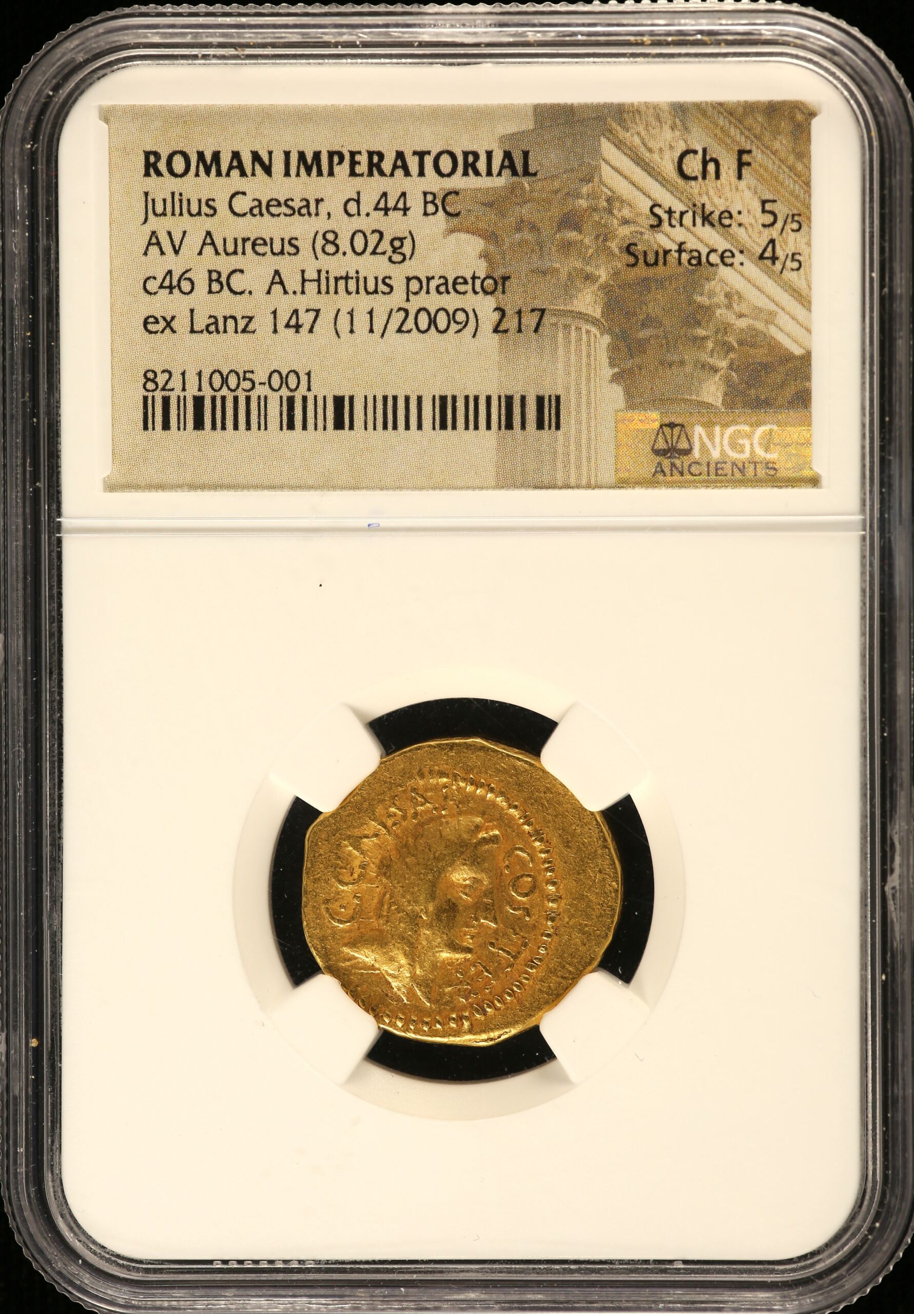 Roman Imperatorial Julius Caesar d.44 BC AV Aureus NGC Ch F 0153259