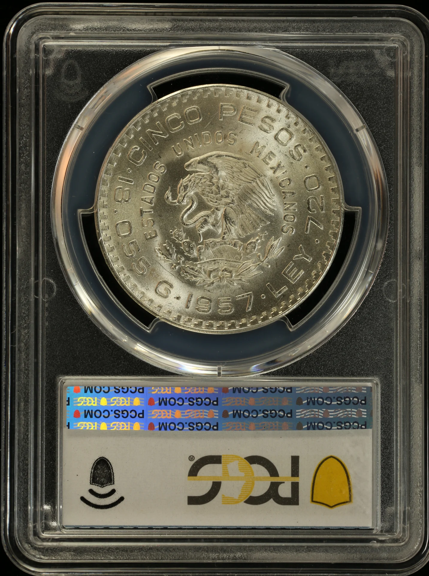 5 Peso Mexican Coins Modern Silver & Minors Modern Silver & Minors 5 Peso 1957 Mo PCGS MS66 0152879 Modern Silver & Minors 5 Peso 1957 Mo PCGS MS66 0152879Modern Silver & Minors 5 Peso 1957 Mo PCGS MS66 0152879 - Image 2
