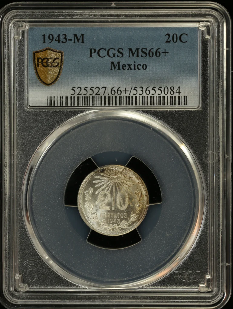 Modern Silver & Minors 20 Centavo 1943 M PCGS MS66+ 0153524