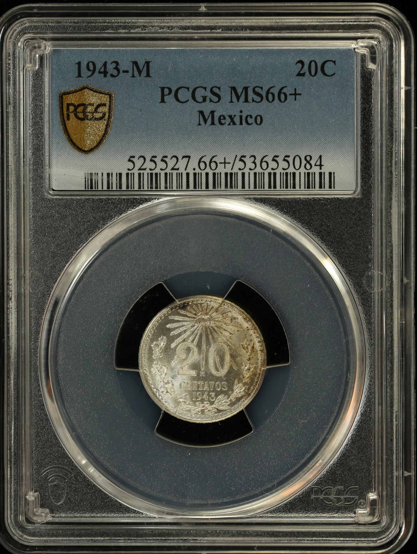 Modern Silver & Minors 20 Centavo 1943 M PCGS MS66+ 0153524
