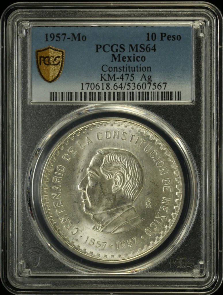 Modern Silver & Minors 10 Peso 1957 Mo KM-475 PCGS MS64 0153234