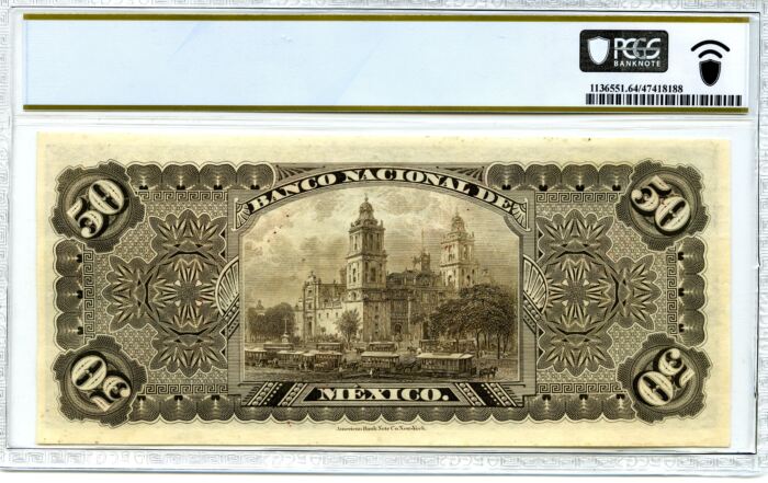 Bancos 50 Pesos ND Distrito Federal M301r PCGS Ch UNC64 f_35554Bancos 50 Pesos ND Distrito Federal M301r PCGS Ch UNC64 f_35554 - Image 2