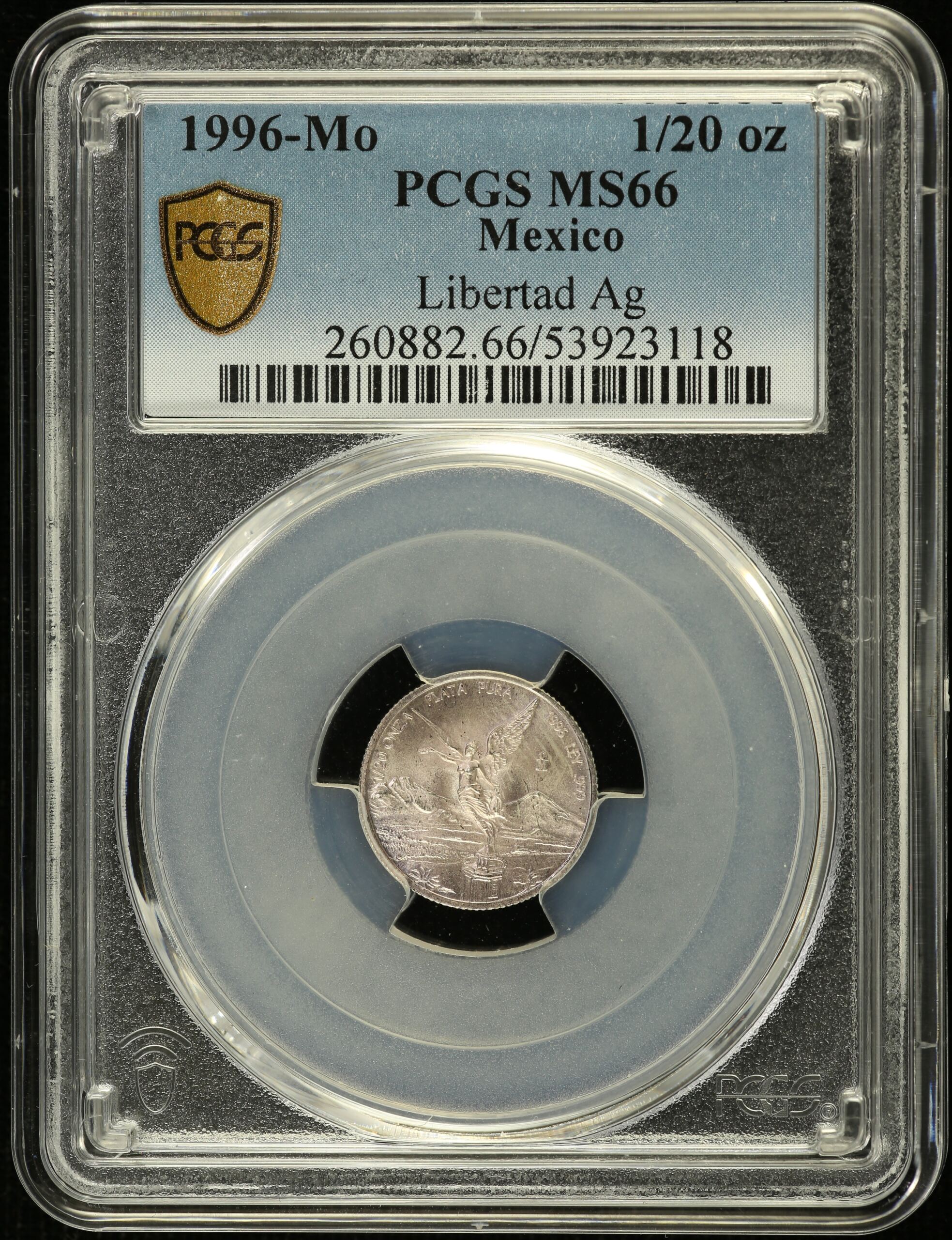 1/20 Onza Mexican Coins Modern Silver & Minors Modern Silver & Minors 1/20 Onza 1996 Mo PCGS MS66 0155108 Modern Silver & Minors 1/20 Onza 1996 Mo PCGS MS66 0155108Modern Silver & Minors 1/20 Onza 1996 Mo PCGS MS66 0155108