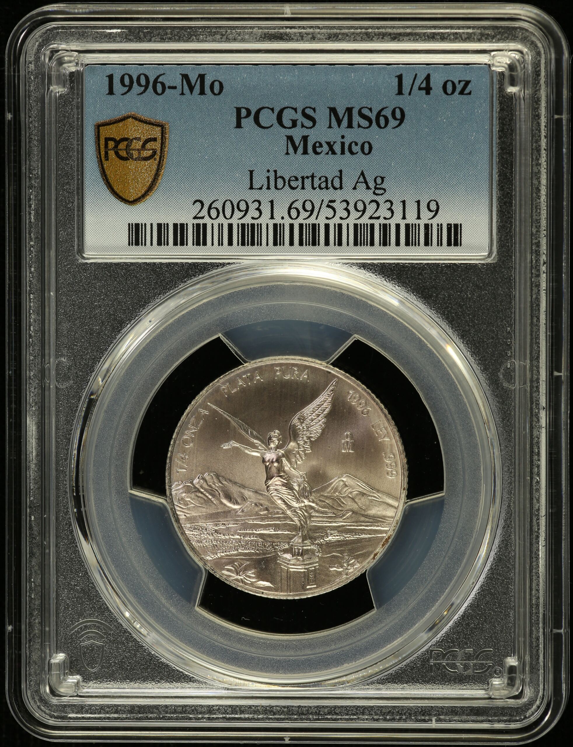 1/4 Onza Mexican Coins Modern Silver & Minors Modern Silver & Minors 1/4 Onza 1996 Mo PCGS MS69 0155109 Modern Silver & Minors 1/4 Onza 1996 Mo PCGS MS69 0155109Modern Silver & Minors 1/4 Onza 1996 Mo PCGS MS69 0155109