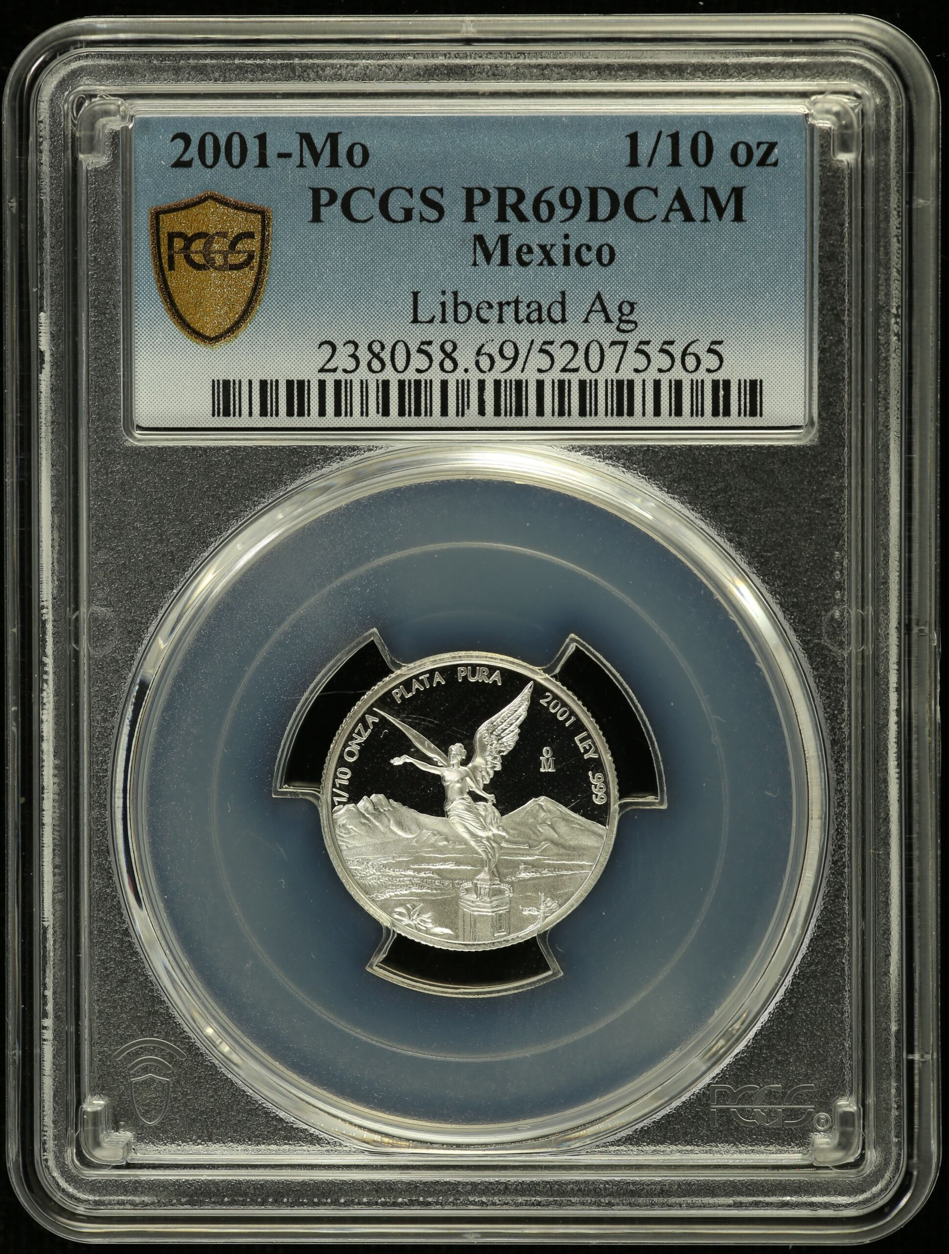 Modern Silver & Minors 1/10 Onza 2001 Mo PCGS PR69DCAM 0155122