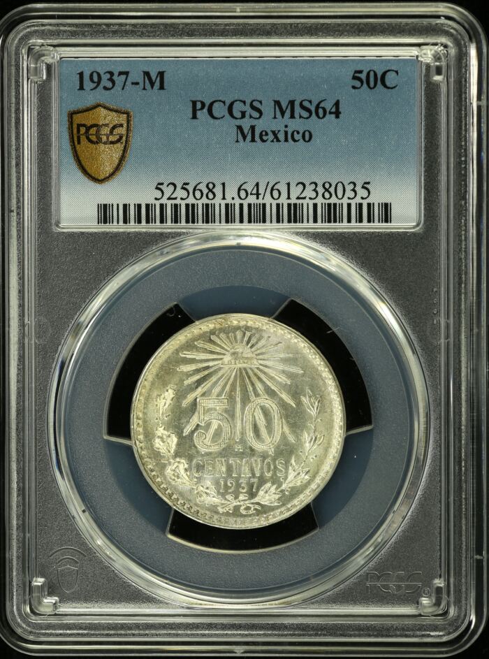 Modern Silver & Minors 50 Centavo 1937 M PCGS MS64 0154150Modern Silver & Minors 50 Centavo 1937 M PCGS MS64 0154150