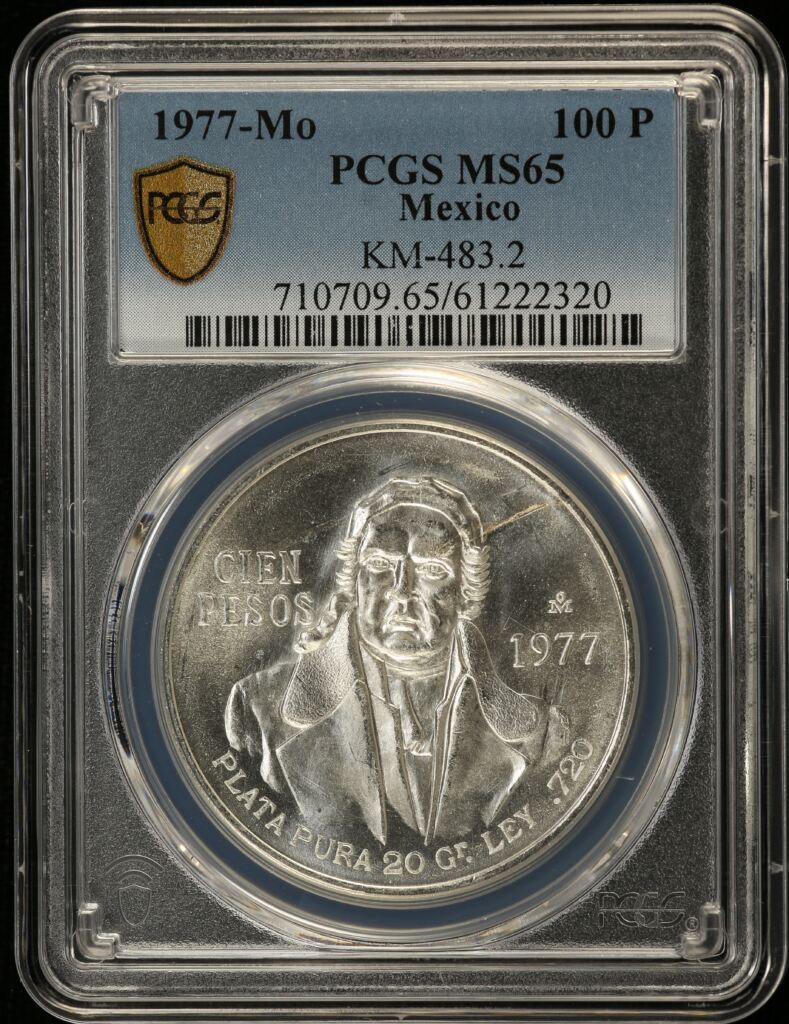 Modern Silver & Minors 100 Peso 1977 Mo KM-483.2 PCGS MS65 0153607