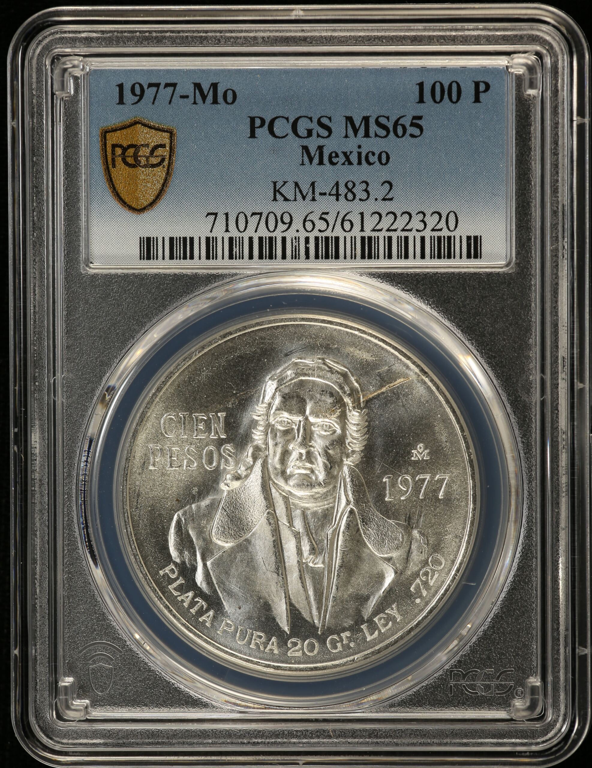 Modern Silver & Minors 100 Peso 1977 Mo KM-483.2 PCGS MS65 0153607