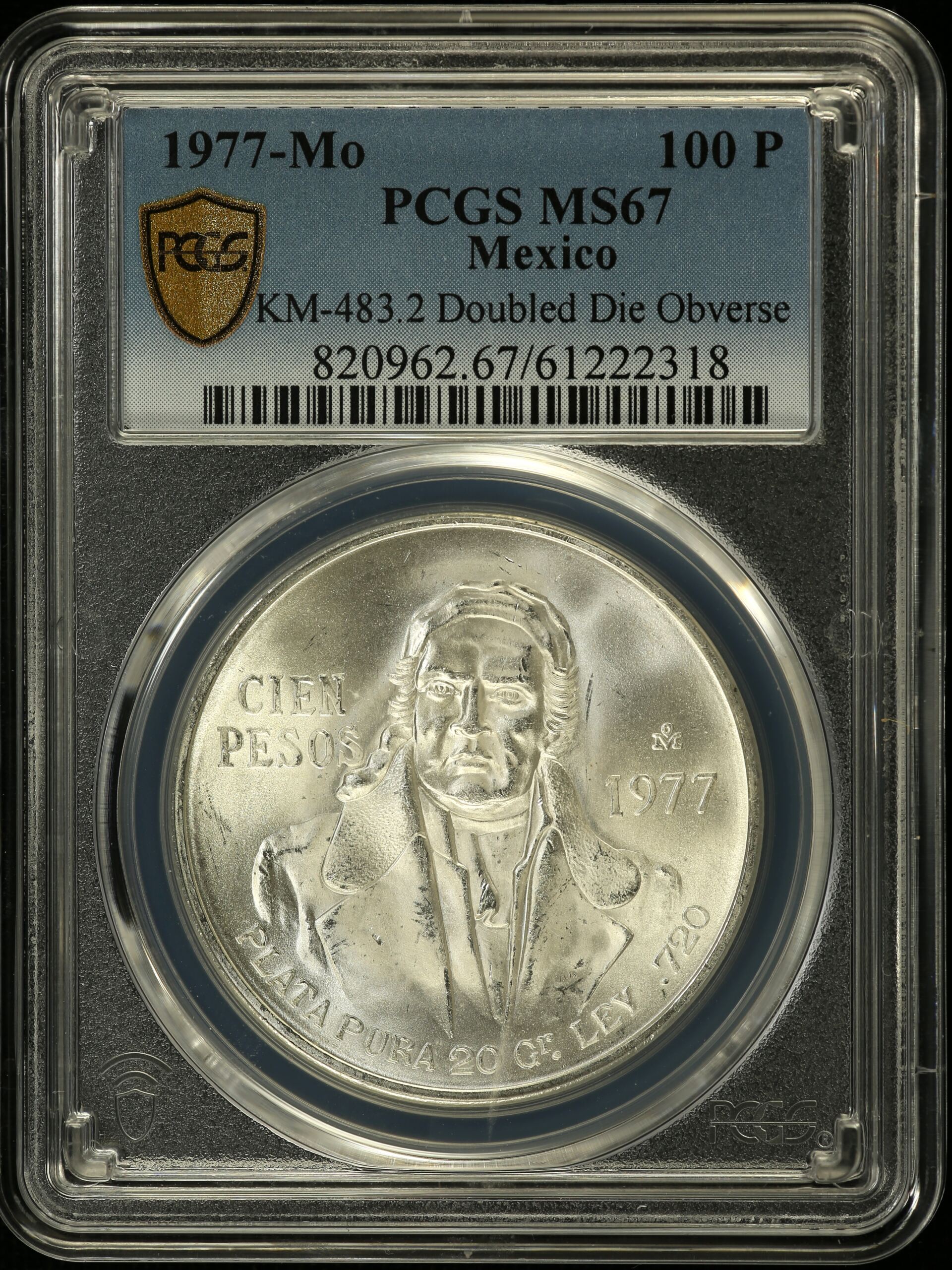 Modern Silver & Minors 100 Peso 1977 Mo KM-483.2 PCGS MS67 0153615