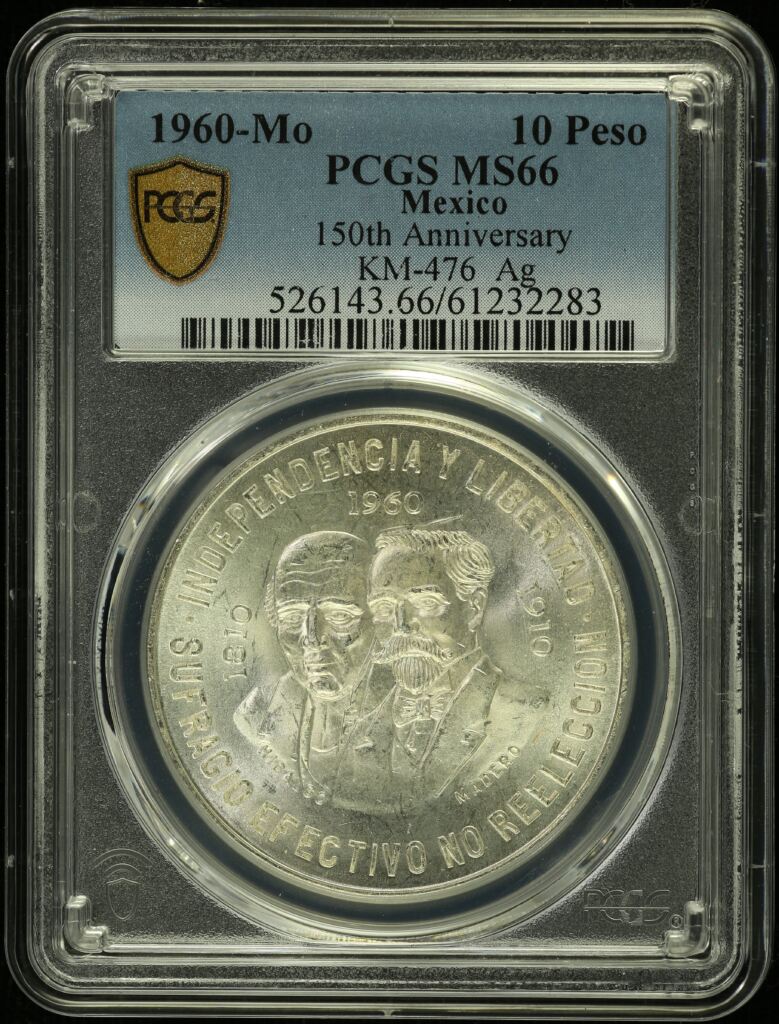 Modern Silver & Minors 10 Peso 1960 Mo KM-476 PCGS MS66 0153782