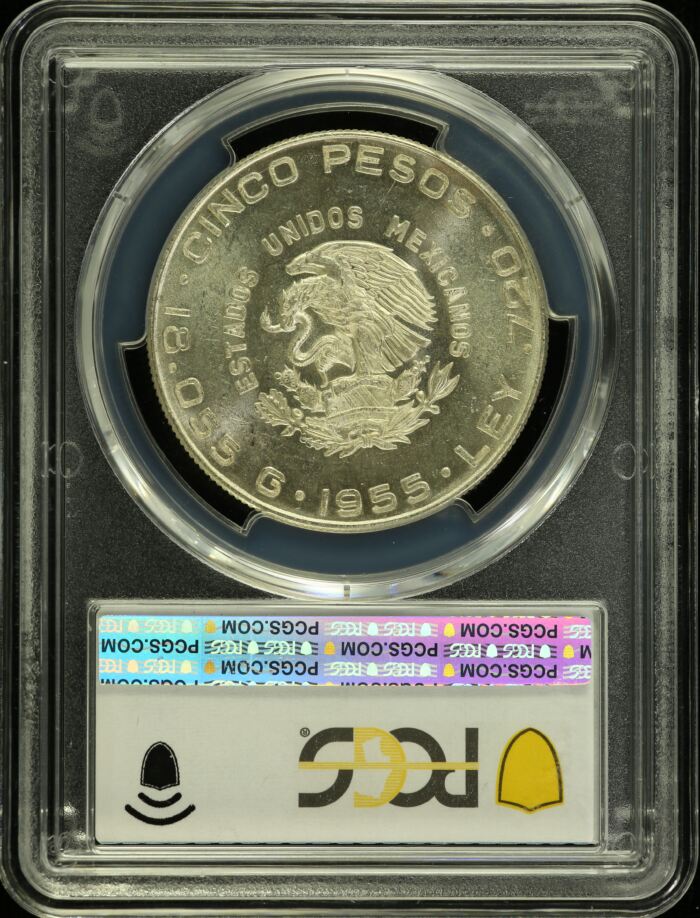 Modern Silver & Minors 5 Peso 1955 Mo KM-469 PCGS MS66 0153820Modern Silver & Minors 5 Peso 1955 Mo KM-469 PCGS MS66 0153820 - Image 2