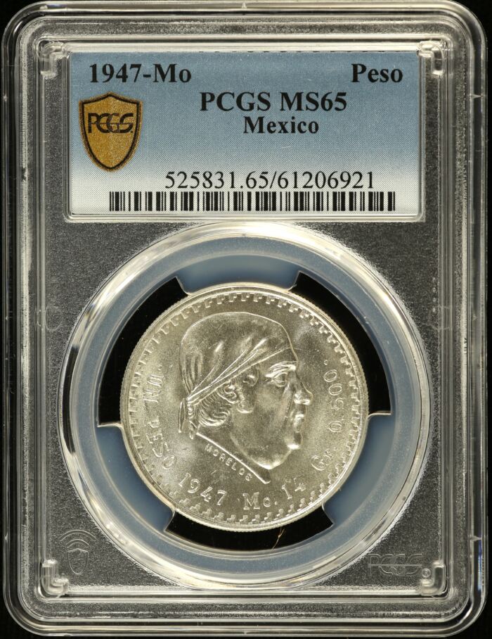 Modern Silver & Minors Peso 1947 Mo PCGS MS65 0153976Modern Silver & Minors Peso 1947 Mo PCGS MS65 0153976
