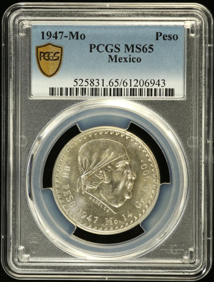 Modern Silver & Minors Peso 1947 Mo PCGS MS65 0153978Modern Silver & Minors Peso 1947 Mo PCGS MS65 0153978