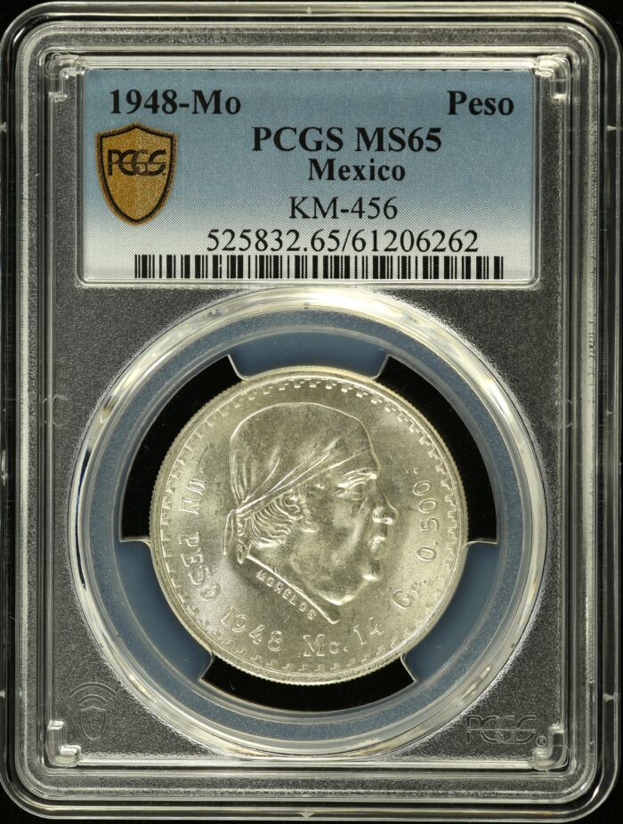 Modern Silver & Minors Peso 1948 Mo KM-456 PCGS MS65 0154082Modern Silver & Minors Peso 1948 Mo KM-456 PCGS MS65 0154082