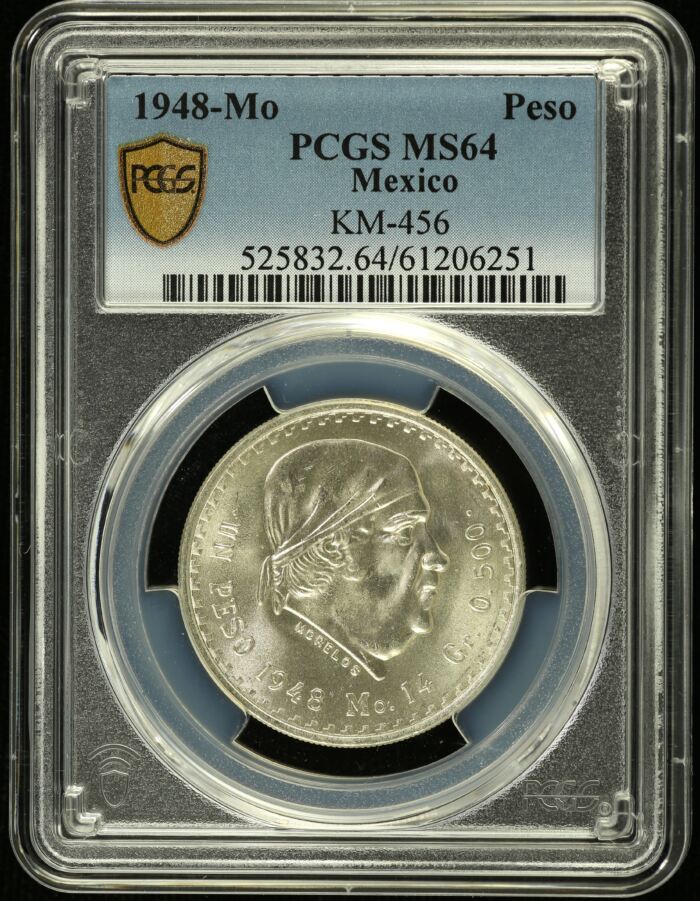Modern Silver & Minors Peso 1948 Mo KM-456 PCGS MS65 0154109Modern Silver & Minors Peso 1948 Mo KM-456 PCGS MS65 0154109