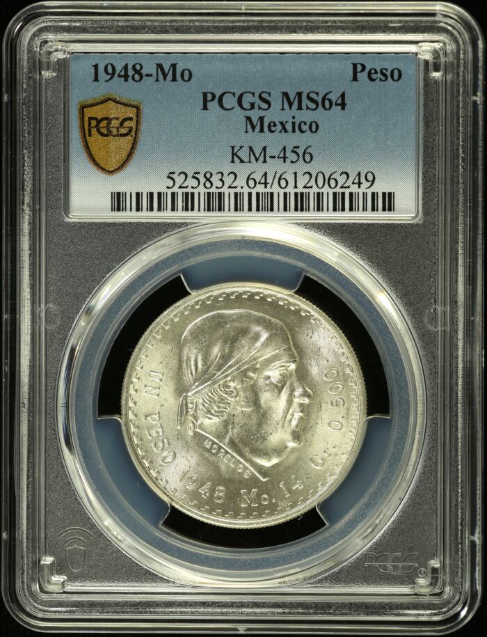 Modern Silver & Minors Peso 1948 Mo KM-456 PCGS MS65 0154110Modern Silver & Minors Peso 1948 Mo KM-456 PCGS MS65 0154110