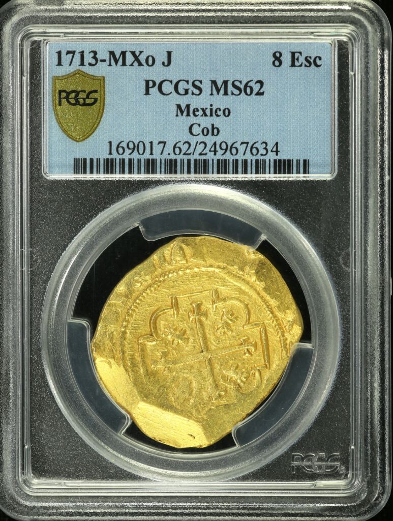 Colonial Gold 8 Escudos 1713 MXo J PCGS MS62 0154328