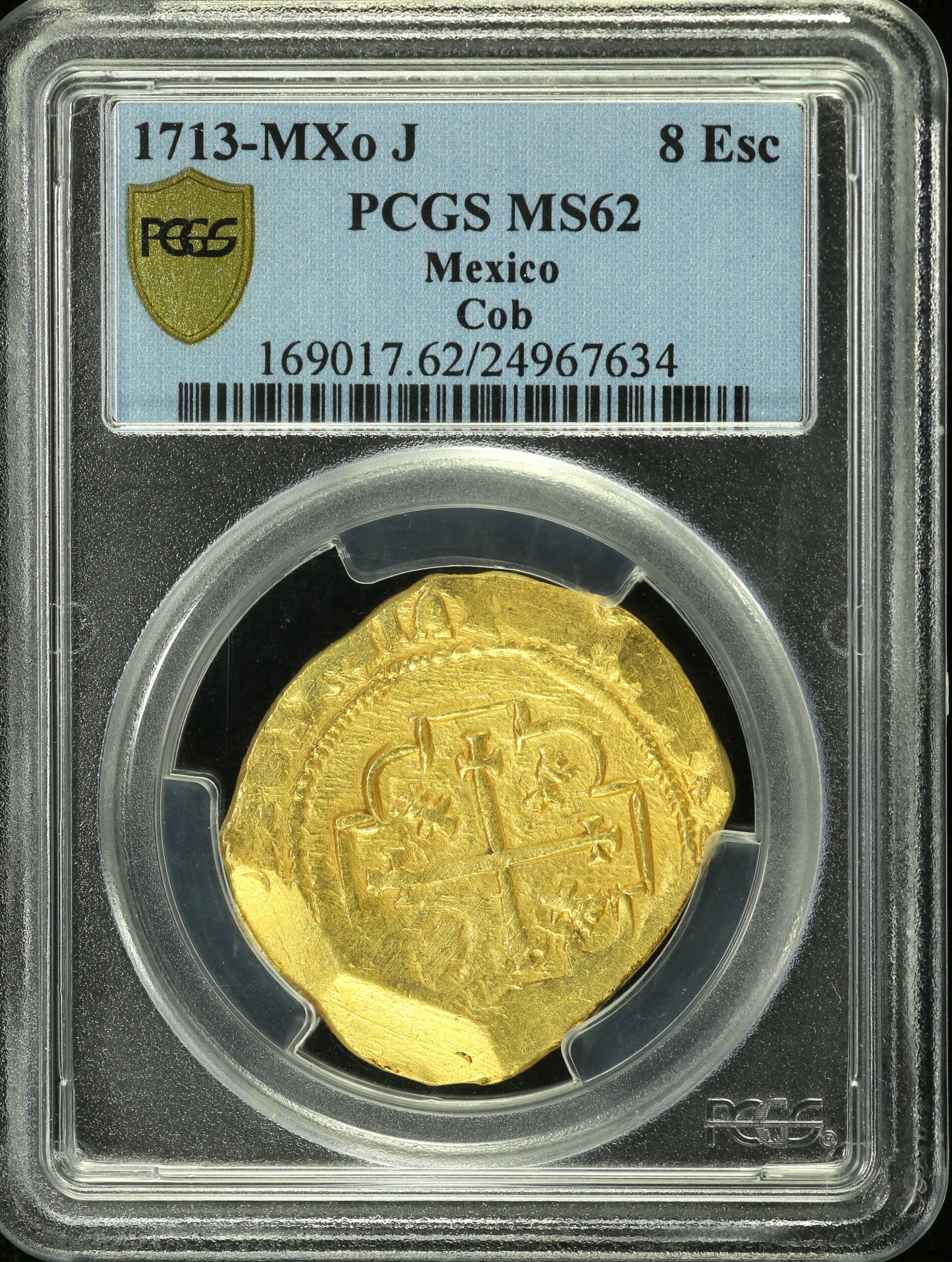 Colonial Gold 8 Escudos 1713 MXo J PCGS MS62 0154328