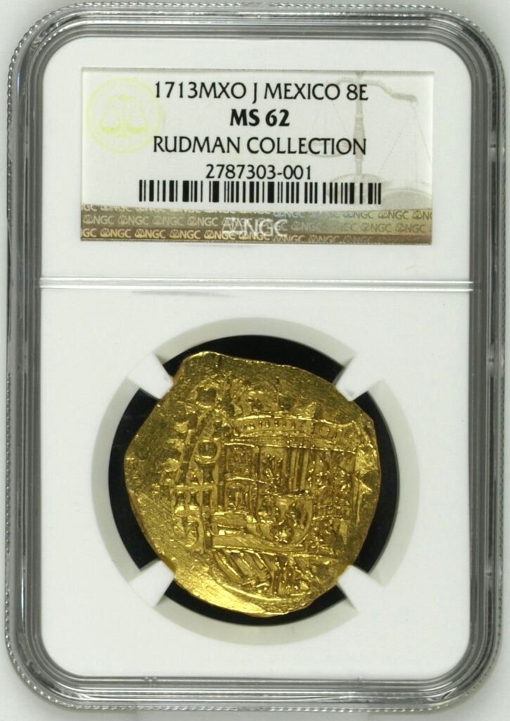 Colonial Gold 8 Escudos 1713 MXo J NGC MS62 0154329
