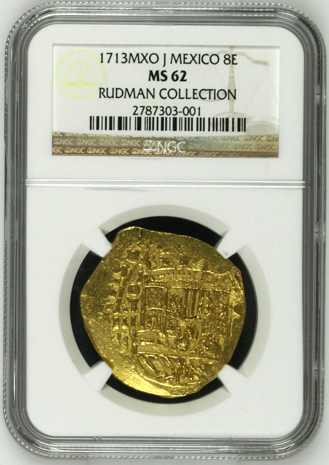 Colonial Gold 8 Escudos 1713 MXo J NGC MS62 0154329
