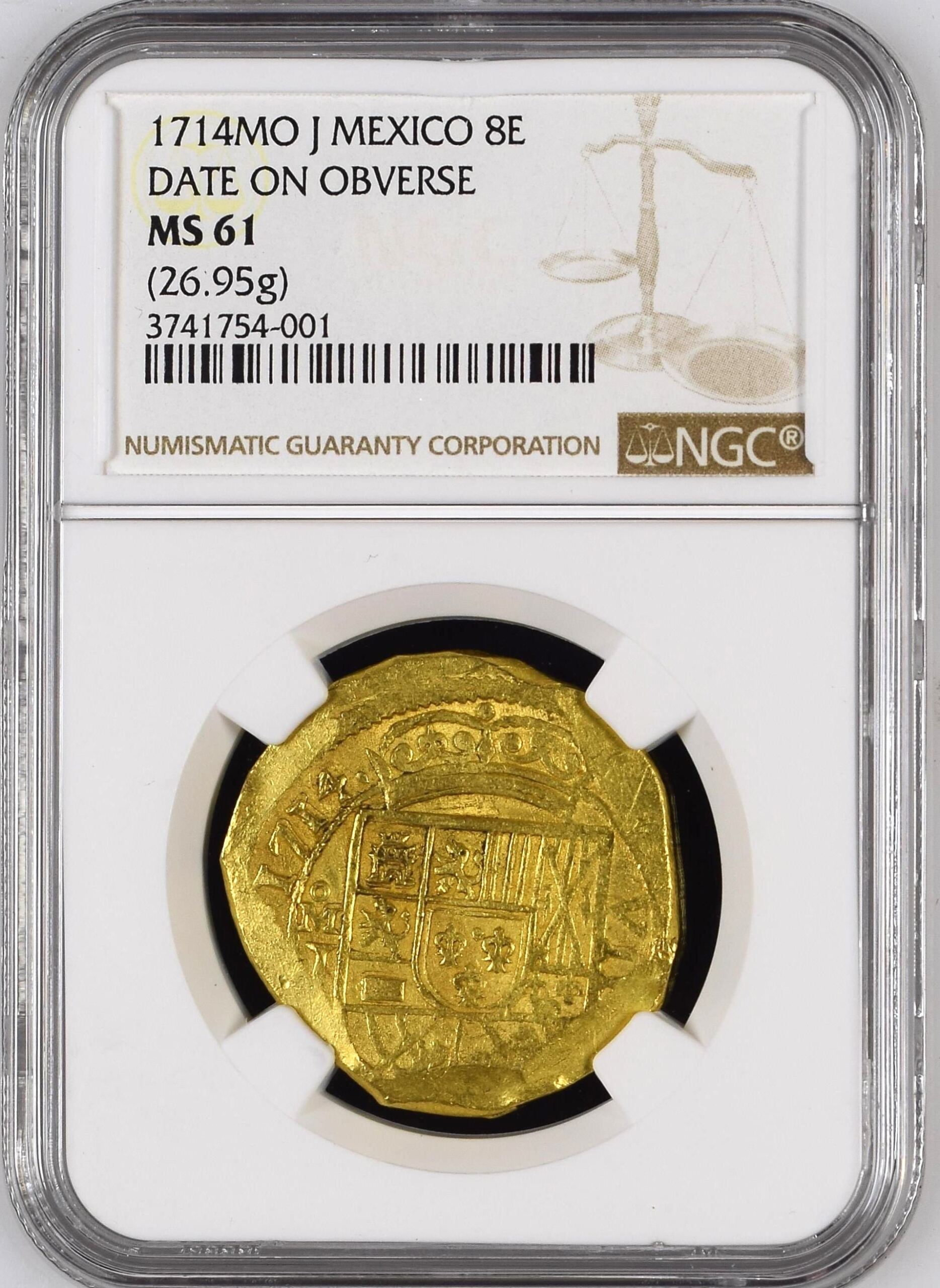 Colonial Gold 8 Escudos 1714 Mo J NGC MS61 0154330