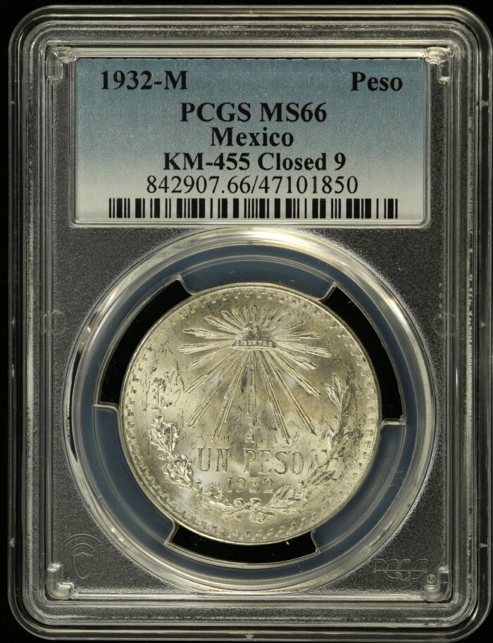 Modern Silver & Minors Peso 1932 M KM-455 PCGS MS66 0154488Modern Silver & Minors Peso 1932 M KM-455 PCGS MS66 0154488