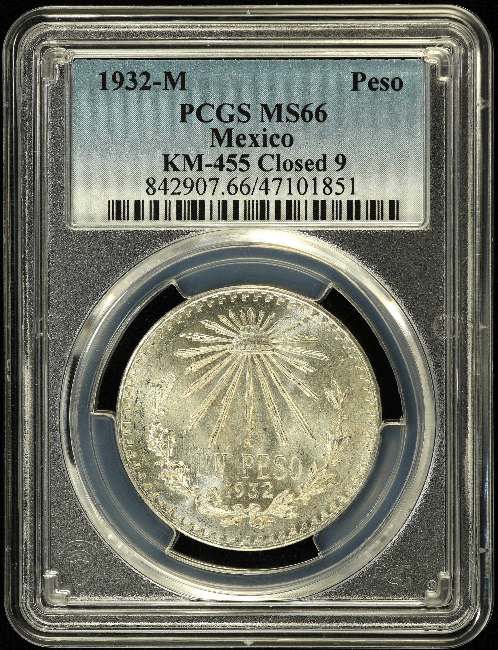 Modern Silver & Minors Peso 1932 M KM-455 PCGS MS66 0154489