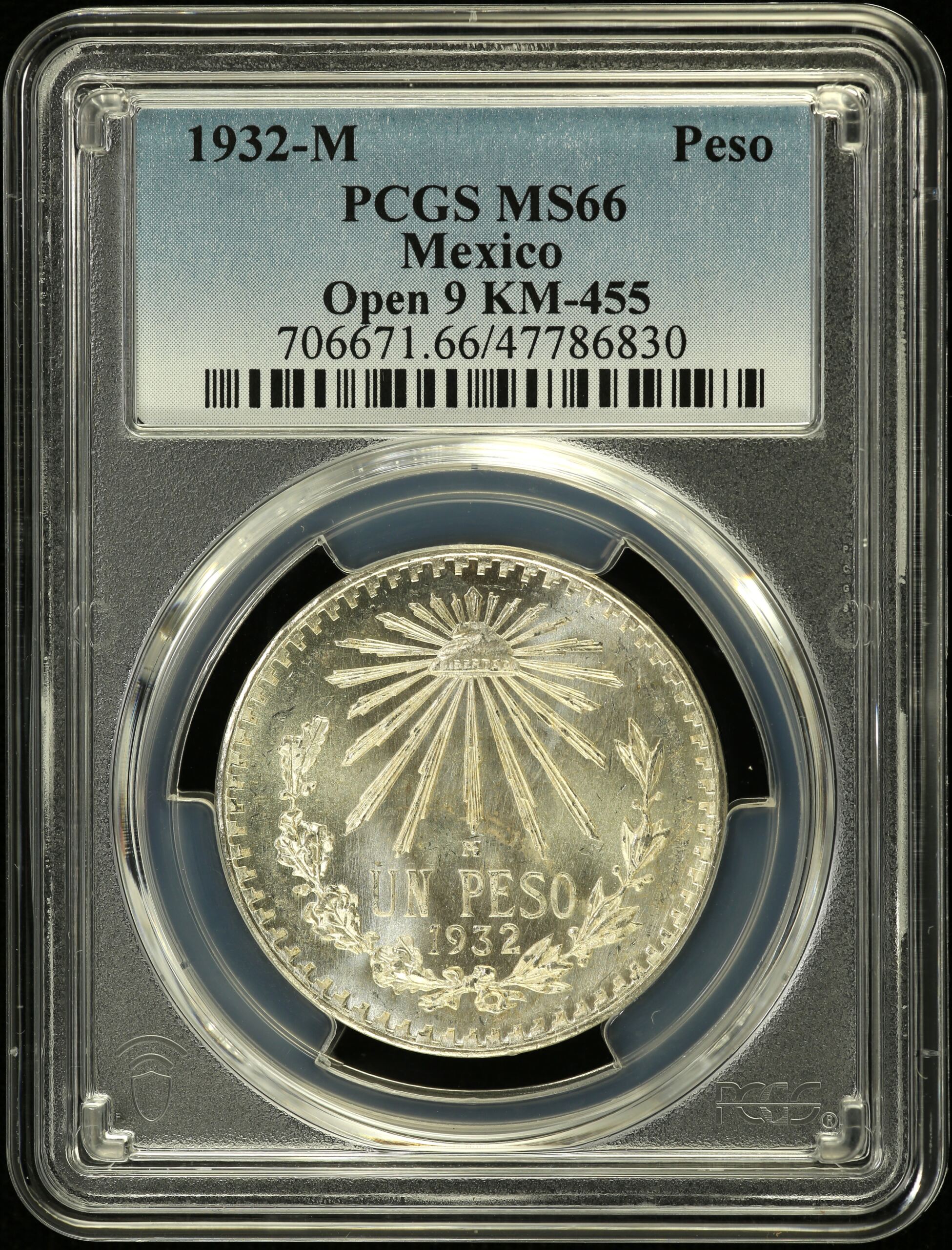 Modern Silver & Minors Peso 1932 M KM-455 PCGS MS66 0154516