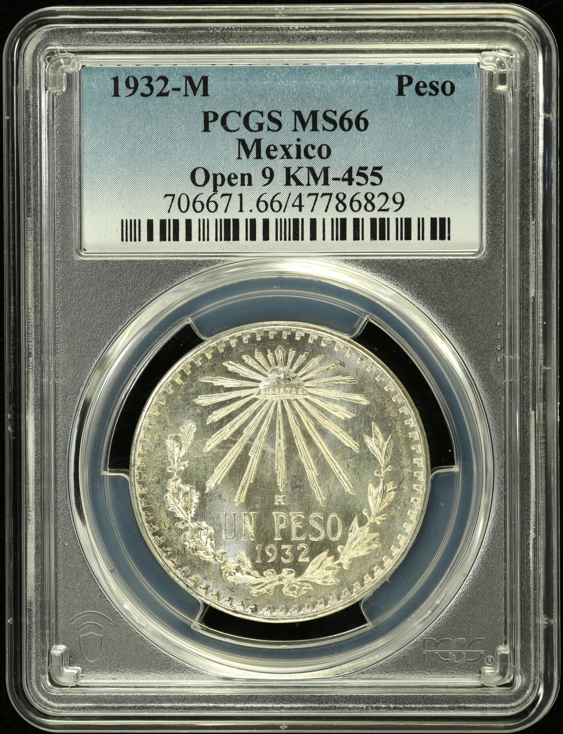 Modern Silver & Minors Peso 1932 M KM-455 PCGS MS66 0154517
