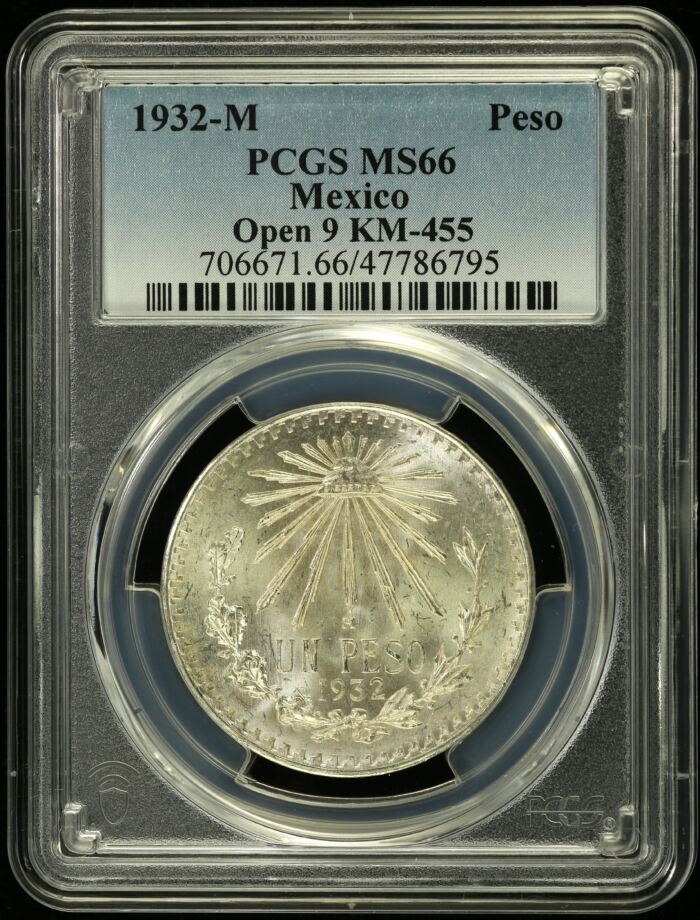 Modern Silver & Minors Peso 1932 M KM-455 PCGS MS66 0154518Modern Silver & Minors Peso 1932 M KM-455 PCGS MS66 0154518