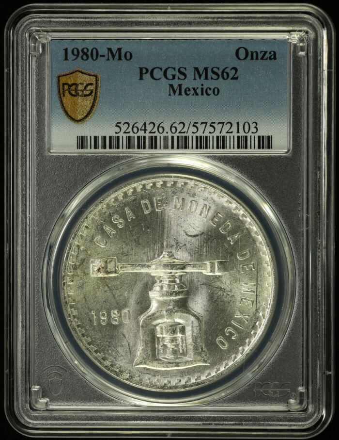 Modern Silver & Minors Onza 1980 Mo PCGS MS62 0154620Modern Silver & Minors Onza 1980 Mo PCGS MS62 0154620