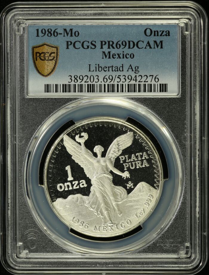 Modern Silver & Minors Onza 1986 Mo PCGS PR69DCAM 0154665Modern Silver & Minors Onza 1986 Mo PCGS PR69DCAM 0154665