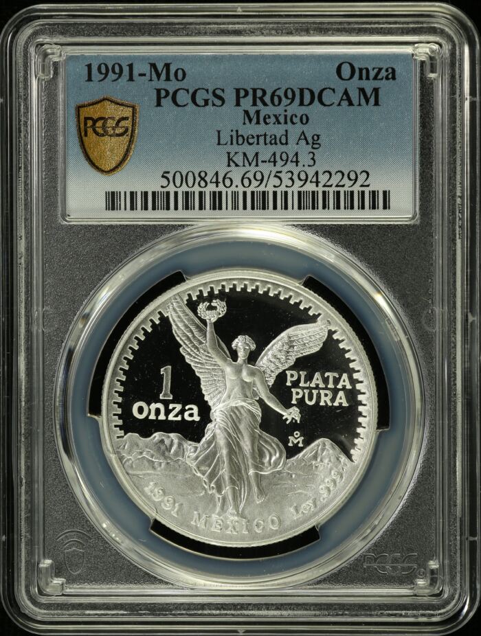 Modern Silver & Minors Onza 1991 Mo KM-494.3 PCGS PR69DCAM 0154683Modern Silver & Minors Onza 1991 Mo KM-494.3 PCGS PR69DCAM 0154683