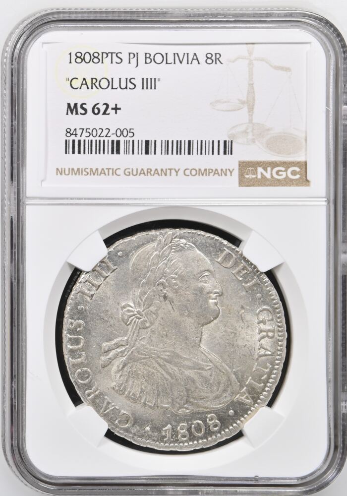 Bolivia 8 Reales 1808 Pts PJ NGC MS62+ 0154813Bolivia 8 Reales 1808 Pts PJ NGC MS62+ 0154813
