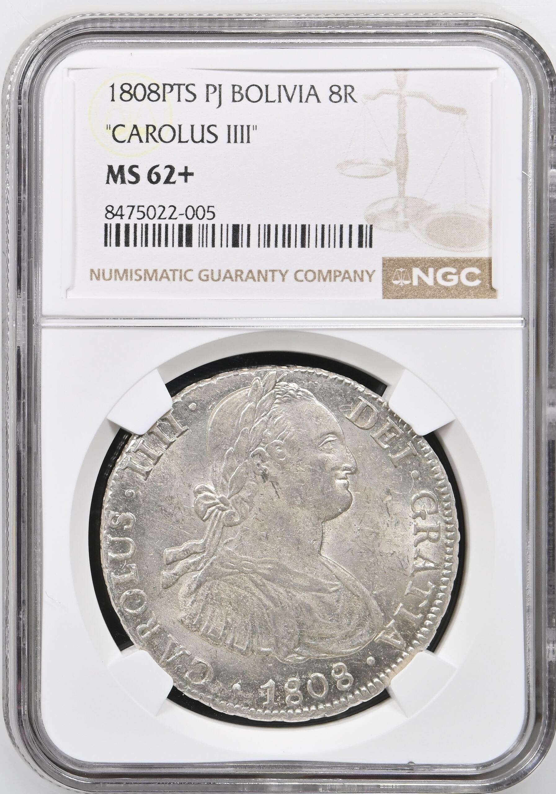 Bolivia 8 Reales 1808 Pts PJ NGC MS62+ 0154813