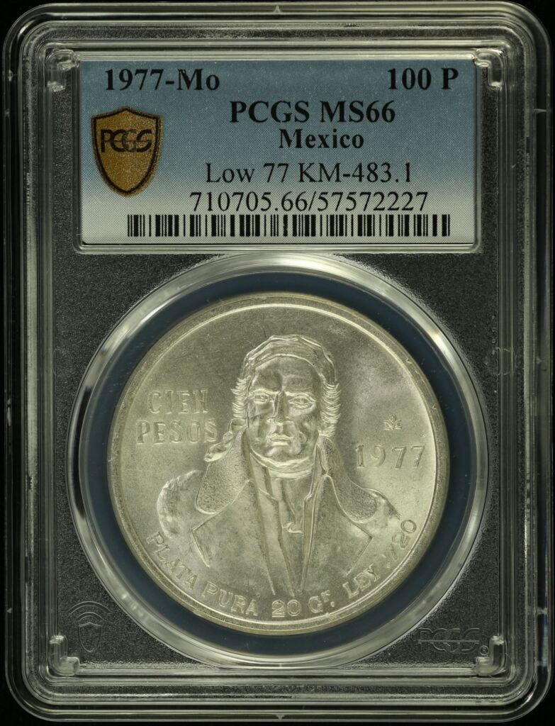 Modern Silver & Minors 100 Peso 1977 Mo KM-483.1 PCGS MS66 0154818