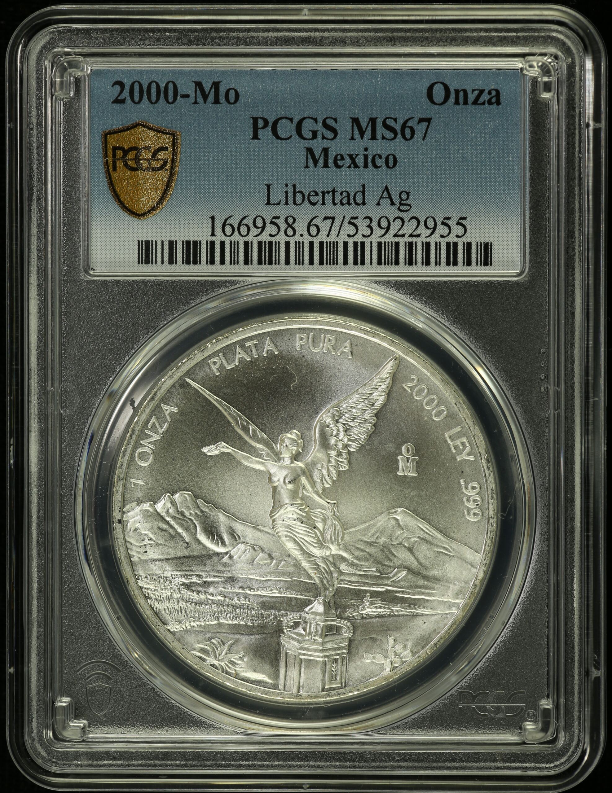 Modern Silver & Minors Onza 2000 Mo PCGS MS67 0154988