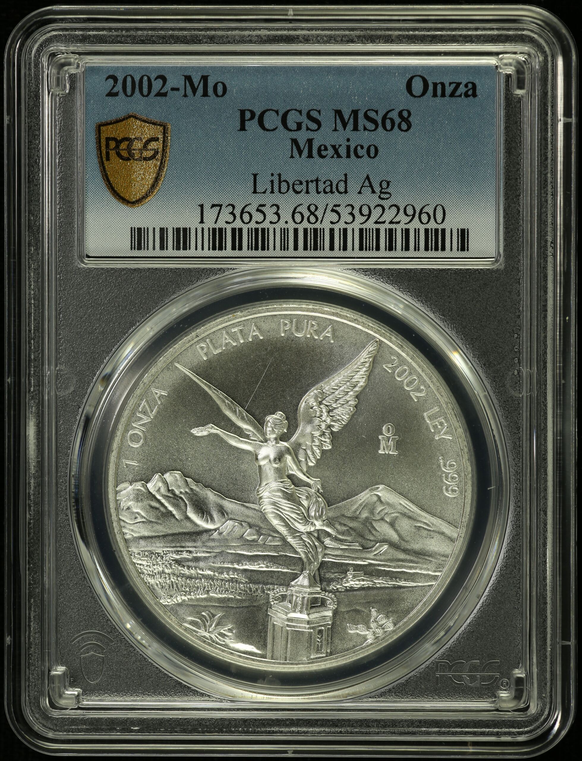 Modern Silver & Minors Onza 2002 Mo PCGS MS68 0154997