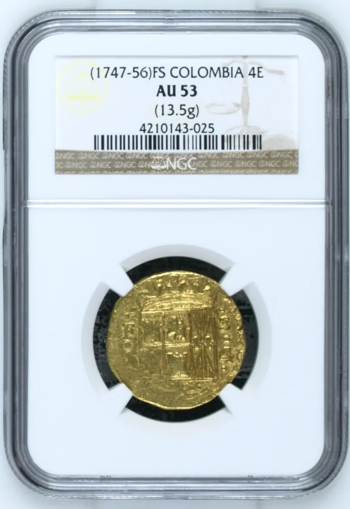Colombia Latin American Coins Colombia 4 Escudos (1747-56) FS NGC AU53 0155176 Colombia 4 Escudos (1747-56) FS NGC AU53 0155176
