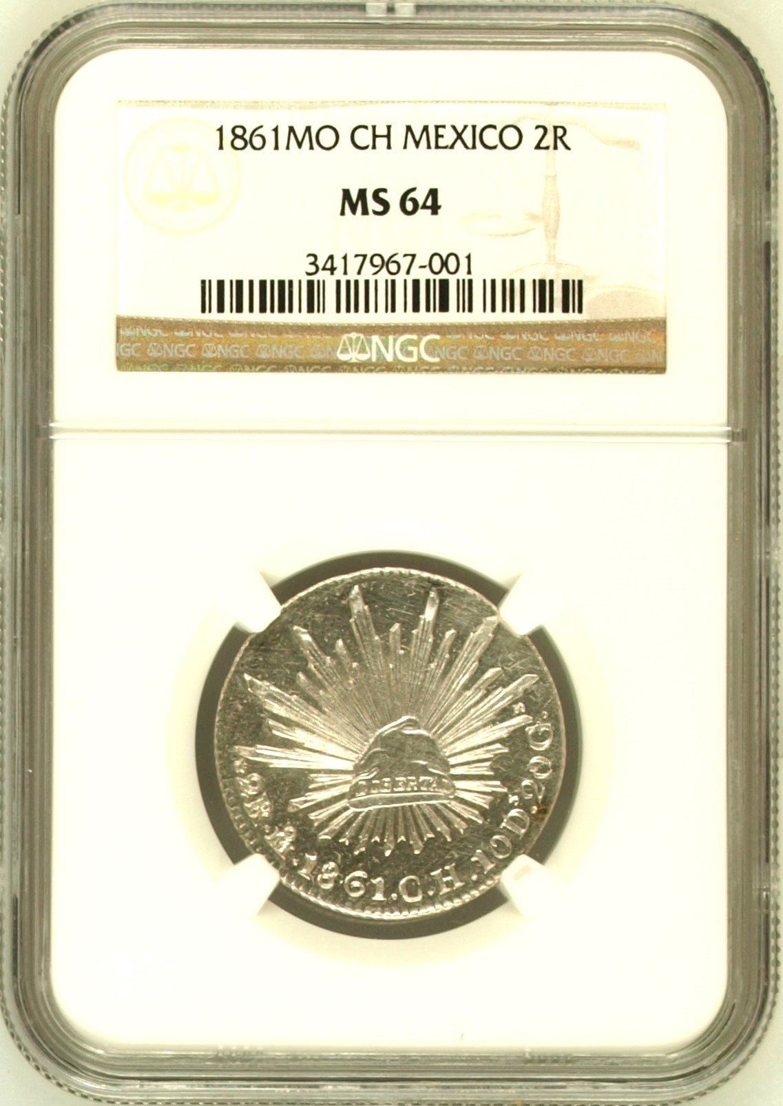 Republic Silver & Minors 2 Reales 1861 Mo CH NGC MS64 0155230
