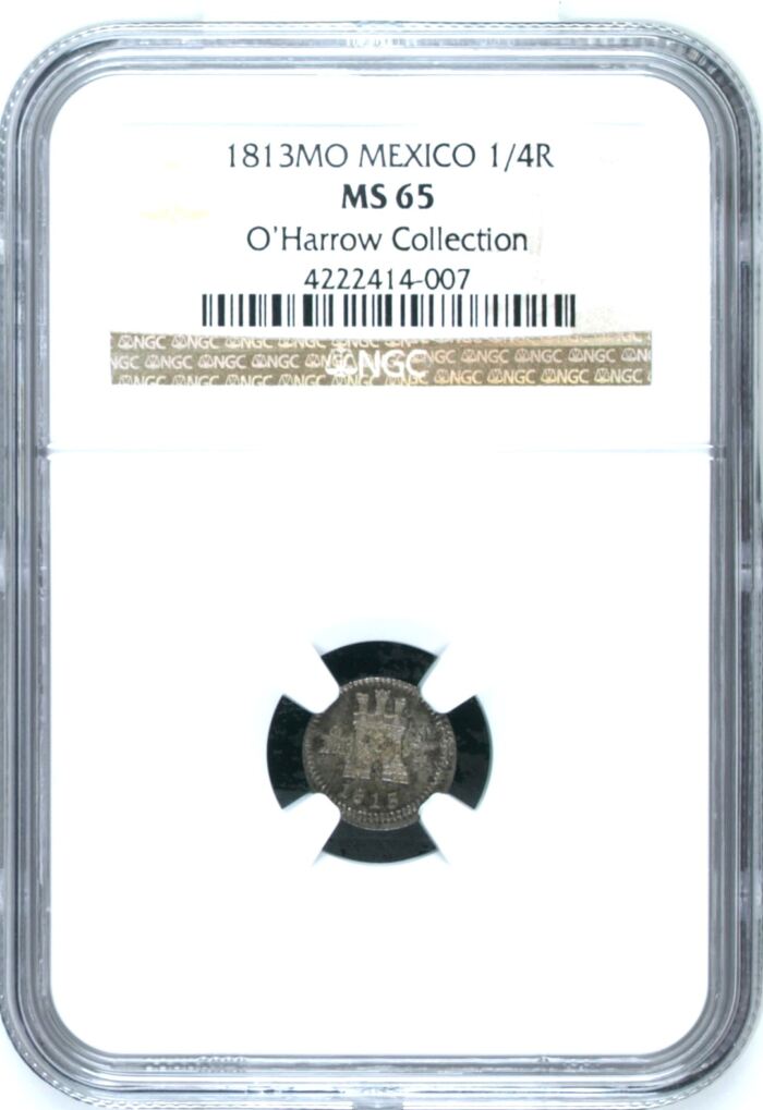 Colonial Silver & Minors 1/4 Real 1813 Mo NGC MS65 0155236Colonial Silver & Minors 1/4 Real 1813 Mo NGC MS65 0155236